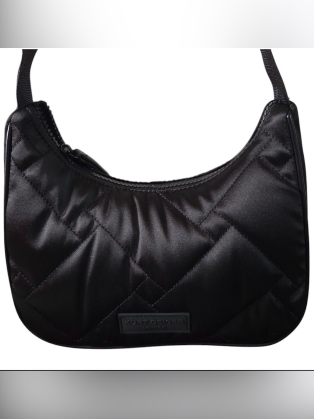 Kurt Geiger Black Quilted Shoulder Bag Medium Zip Top NWT - Picture 2 of 5